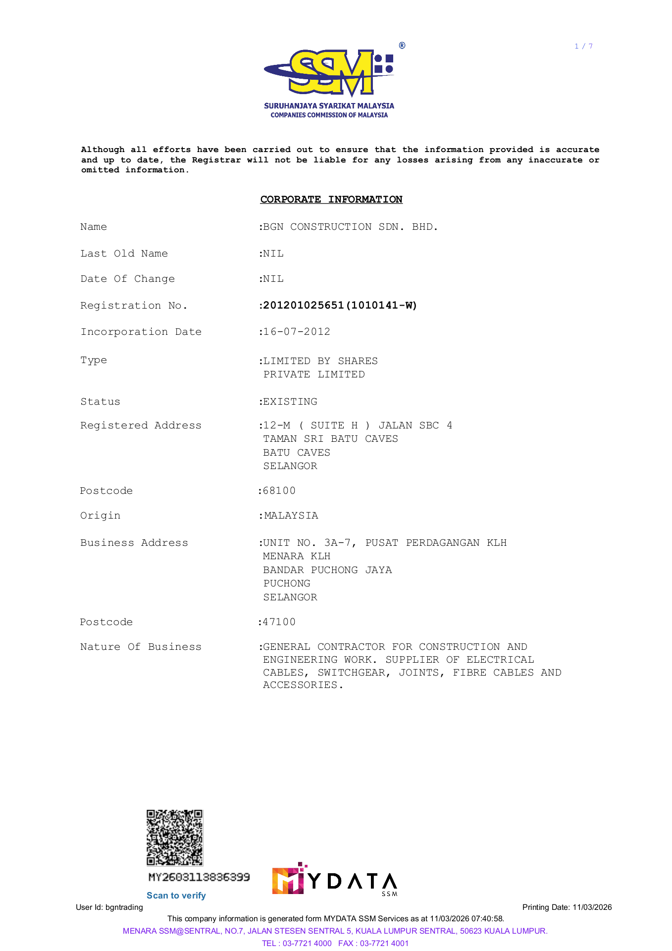 SSM Corporate Information preview