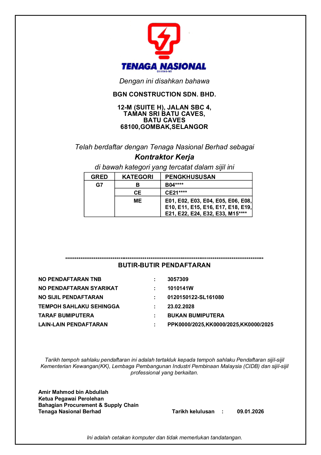 TNB Contractor Registration preview