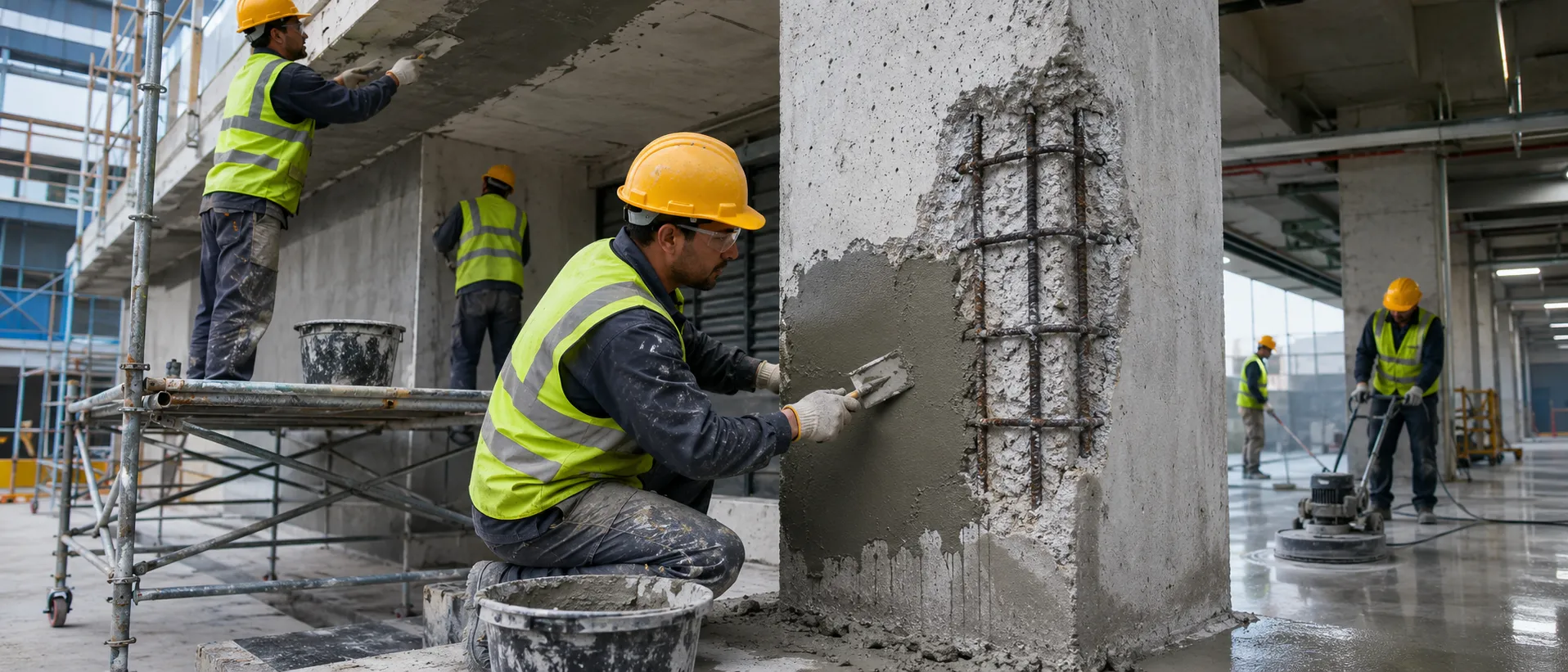 Concrete repair and refurbishment illustration