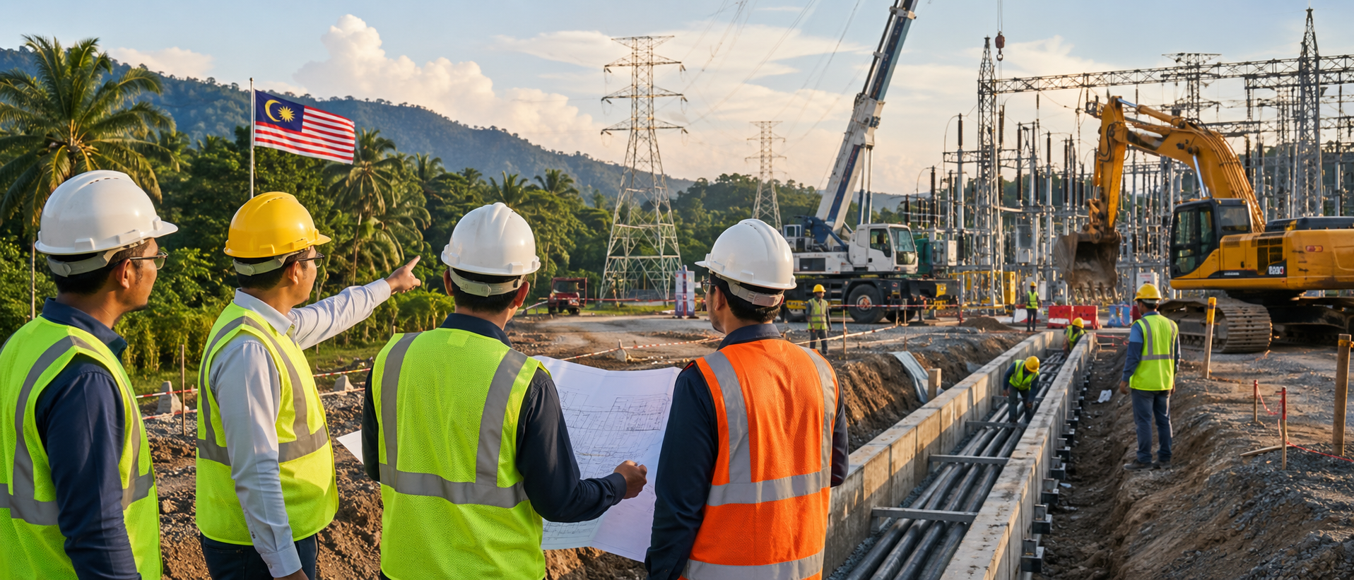 Construction and engineering works illustration