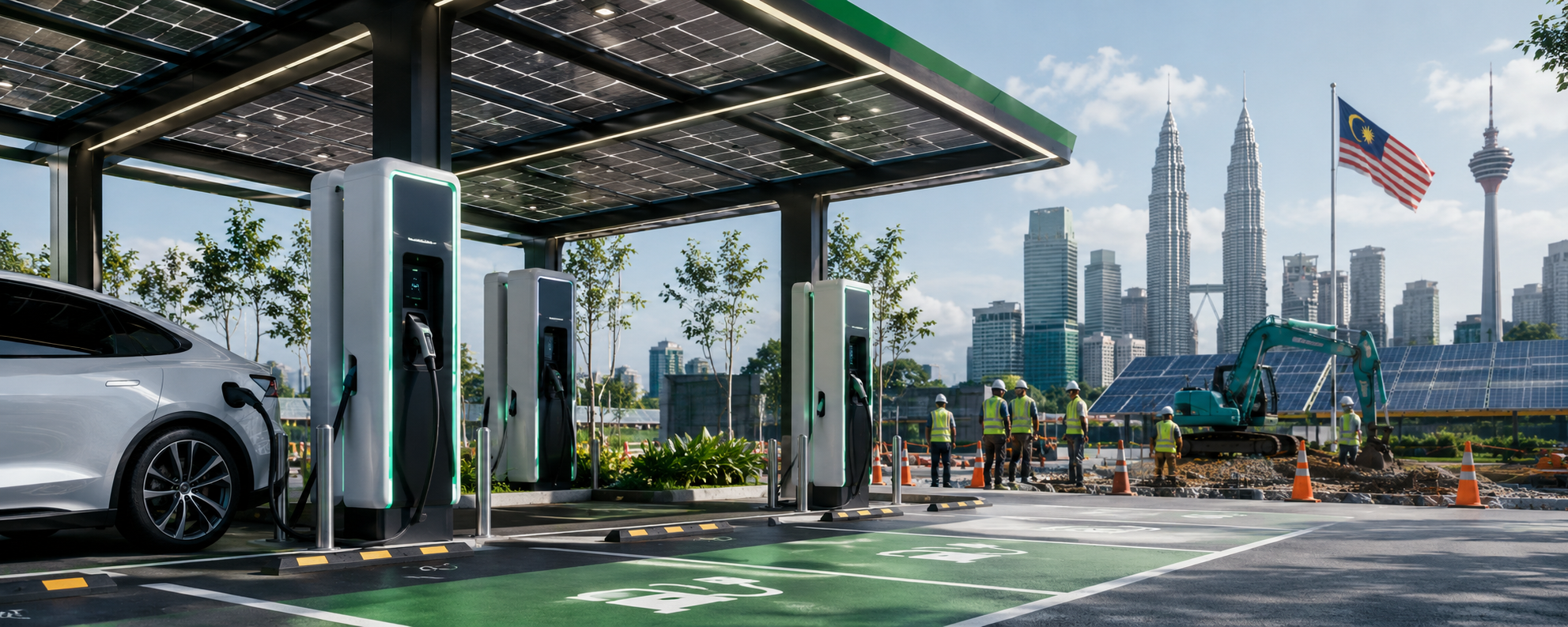 EV charging station illustration