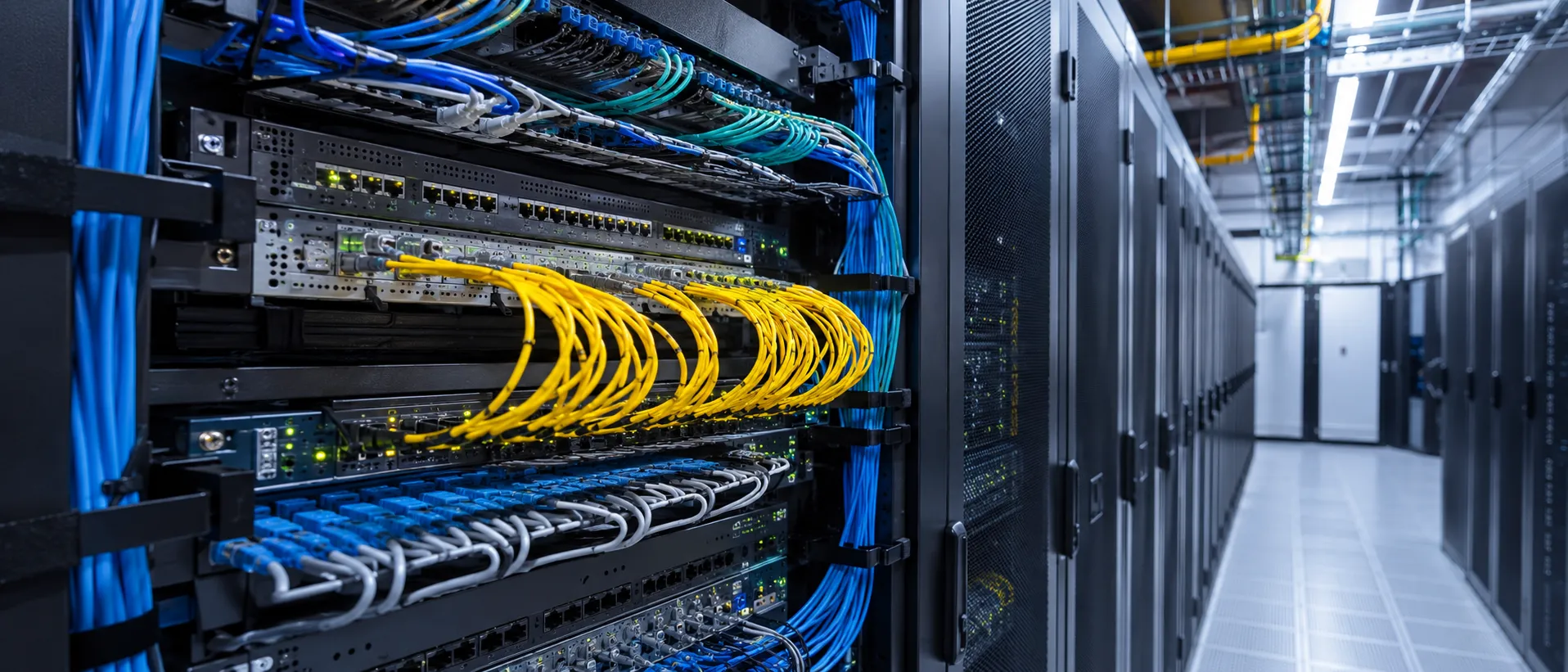 Fibre optic cables and networking solutions illustration